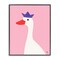 Stupell Industries Crowned Goose on Pink Framed Giclee Wall Art Design by Jessica Beck